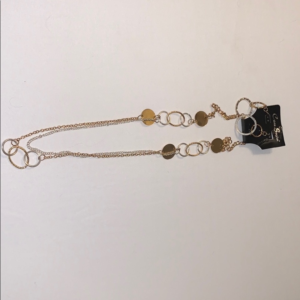 Gold and silver necklace earring set